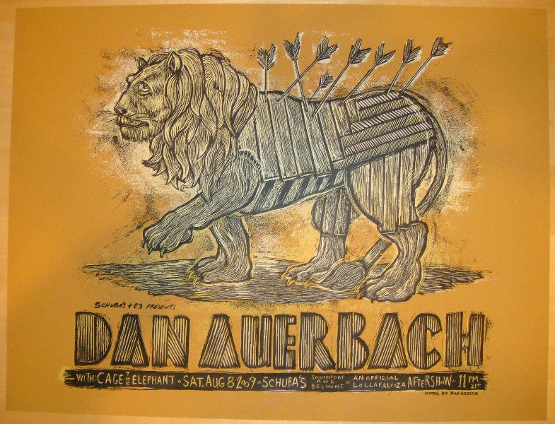 2009 Dan Auerbach - Chicago Concert Poster by Dan Grzeca