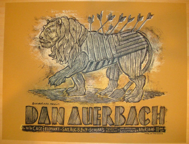 2009 Dan Auerbach - Chicago Silkscreen Concert Poster by Dan Grzeca