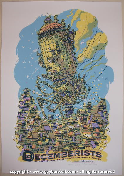 2007 The Decemberists - Leeds Silkscreen Concert Poster by Guy Burwell