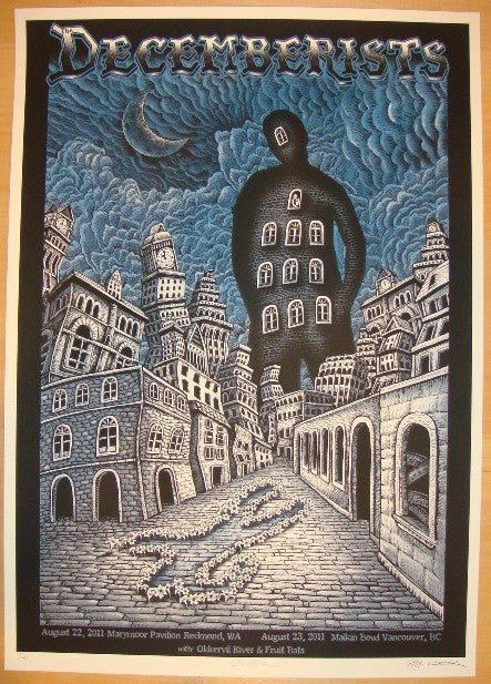 2011 The Decemberists - Redmond/Vancouver Silkscreen Concert Poster by Emek