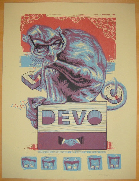 2010 Devo - Des Moines Silkscreen Concert Poster by Rich Kelly