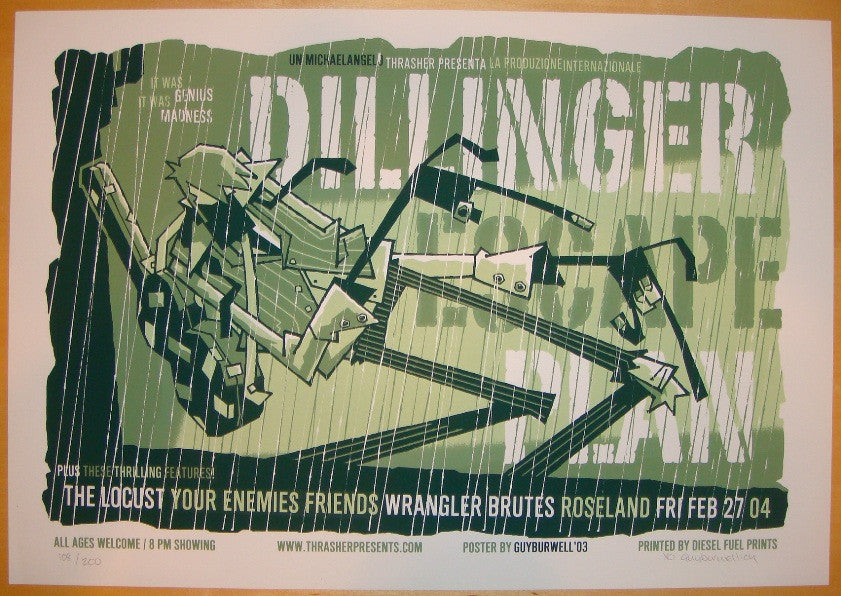 2004 Dillinger Escape Plan - Portland I Silkscreen Concert Poster by Guy Burwell