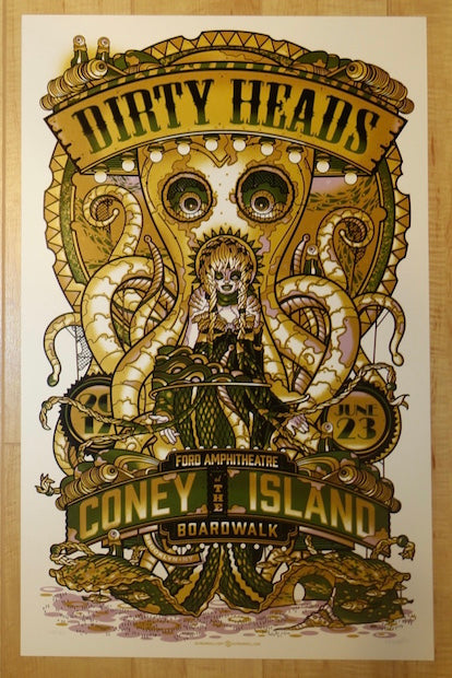 2017 Dirty Heads - Brooklyn Silkscreen Concert Poster by Guy Burwell