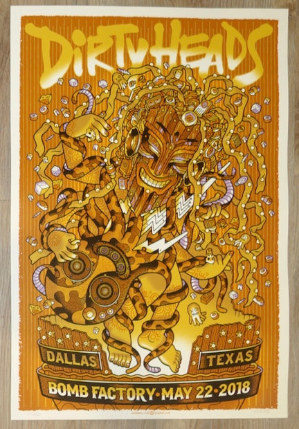 2018 Dirty Heads - Dallas Silkscreen Concert Poster by Guy Burwell