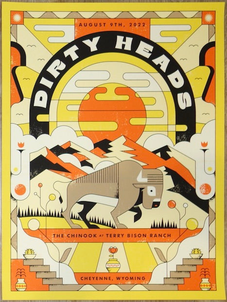 2022 Dirty Heads - Cheyenne Silkscreen Concert Poster by Charlie Wagers