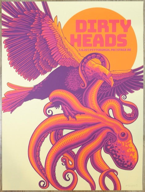 2022 Dirty Heads - Pittsburgh Silkscreen Concert Poster by John Vogl