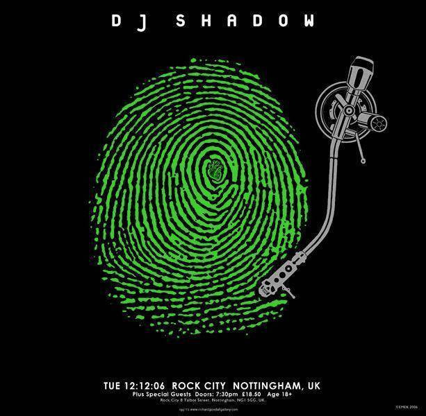 2006 DJ Shadow - Green Silkscreen Concert Poster by Emek