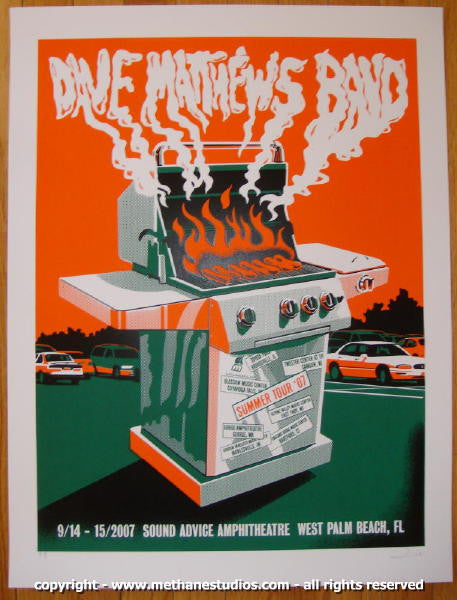 2007 Dave Matthews Band - West Palm Beach Silkscreen Concert Poster Methane
