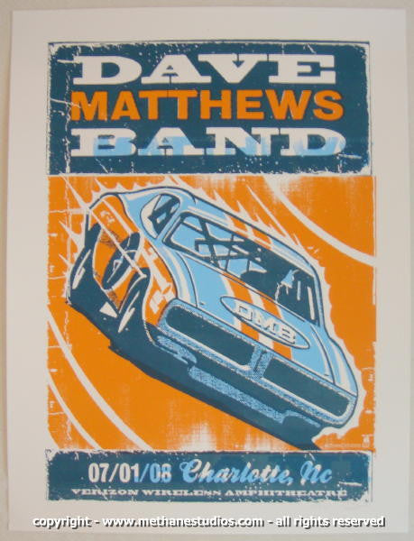 2008 Dave Matthews Band - Charlotte Silkscreen Concert Poster by Methane