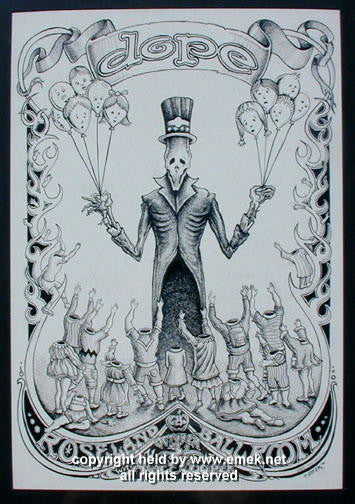 2000 Dope w/ Alice Cooper - NYC Black & White Variant Concert Poster by Emek