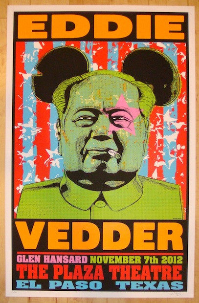 2012 Eddie Vedder - El Paso Silkscreen Concert Poster by Frank Kozik AP