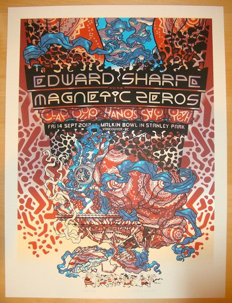 2012 Edward Sharpe - Vancouver Silkscreen Concert Poster by Guy Burwell