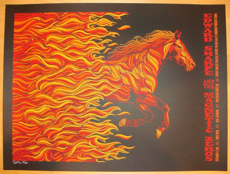 2012 Edward Sharpe - Ojai Silkscreen Concert Poster by Todd Slater