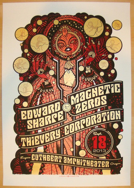 2013 Edward Sharpe - Eugene Silkscreen Concert Poster by Guy Burwell