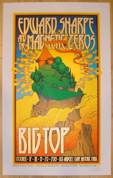 2013 Edward Sharpe - Los Angeles Silkscreen Concert Poster by Chuck Sperry