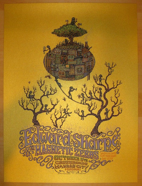 2012 Edward Sharpe - Kansas City Concert Poster by Marq Spusta