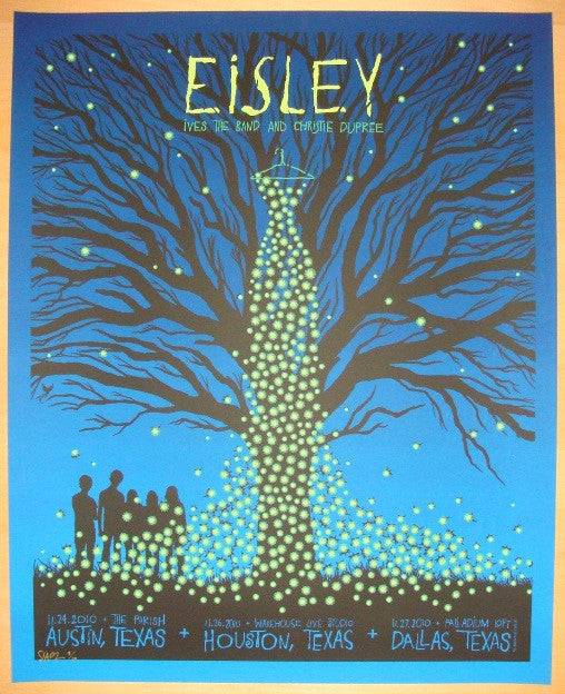 2010 Eisley - Austin/Houston/Dallas Glow in Dark Variant Concert Poster by Todd Slater