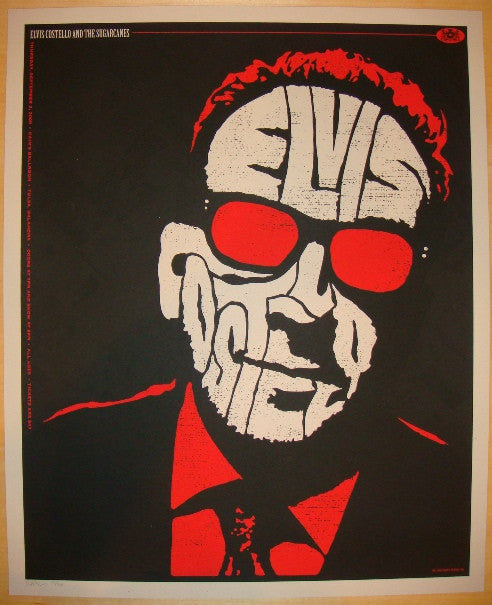 2009 Elvis Costello - Tulsa Silkscreen Concert Poster by Todd Slater