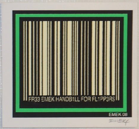 2008 Fr33 Emek Handb1ll For Fl1pp3rs - Negative Small Silkscreen Handbill by Emek
