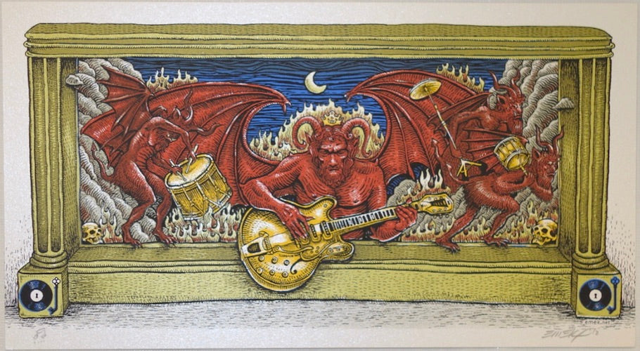 2012 Black Keys - Rockin Devil Yellow Guitar Silkscreen Handbill by Emek