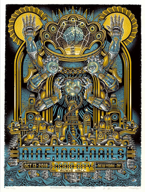 2018 Nine Inch Nails - NYC I Silkscreen Concert Poster by Emek & Guy Burwell