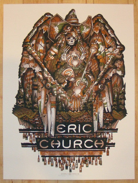 2012 Eric Church - Lafayette Silkscreen Concert Poster by Guy Burwell