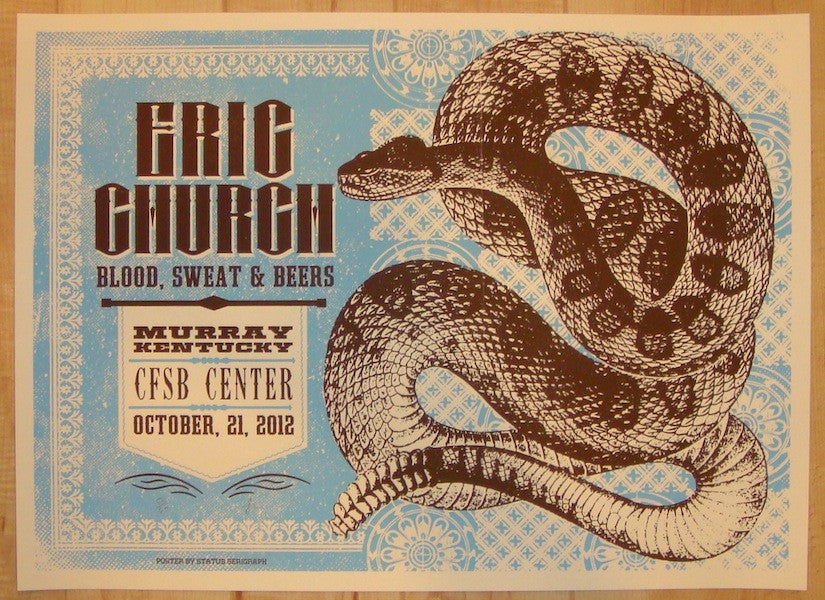 2012 Eric Church - Murray Silkscreen Concert Poster by Status