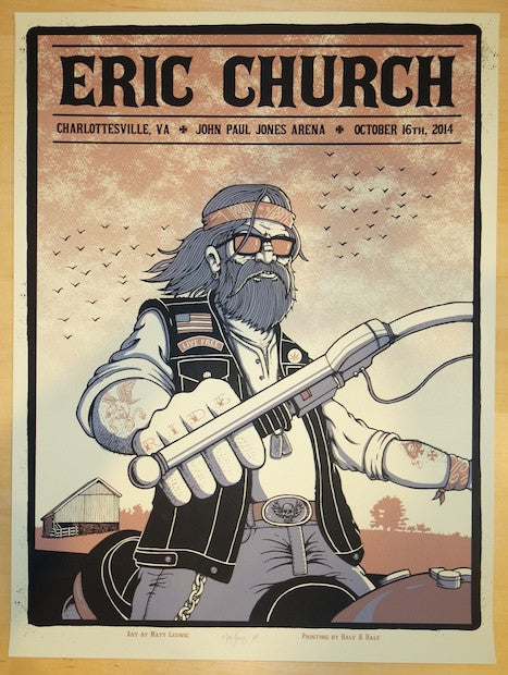 2014 Eric Church - Charlottesville Concert Poster by Matt Leunig