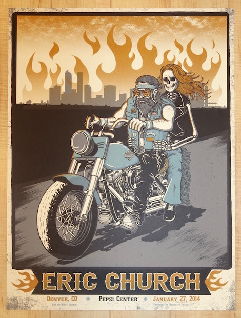 2014 Eric Church - Denver Silkscreen Concert Poster by Matt Leunig