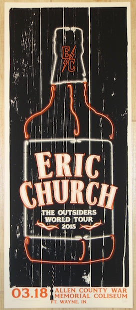 2015 Eric Church - Ft. Wayne Silkscreen Concert Poster by Andy Vastagh