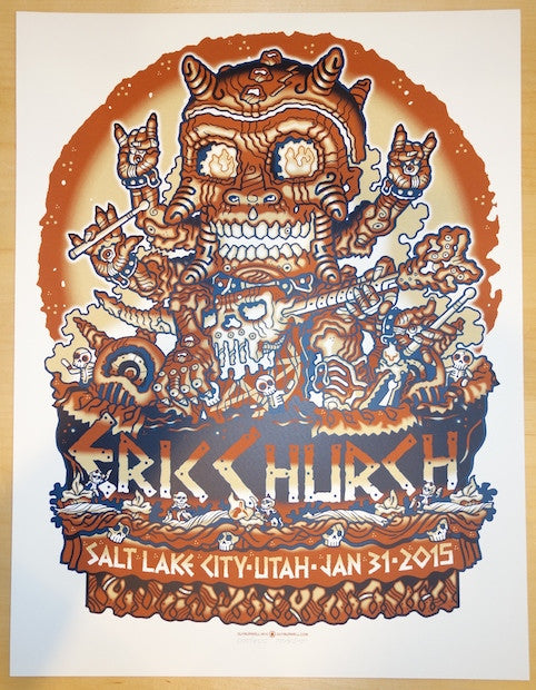 2015 Eric Church - Salt Lake City Silkscreen Concert Poster by Guy Burwell