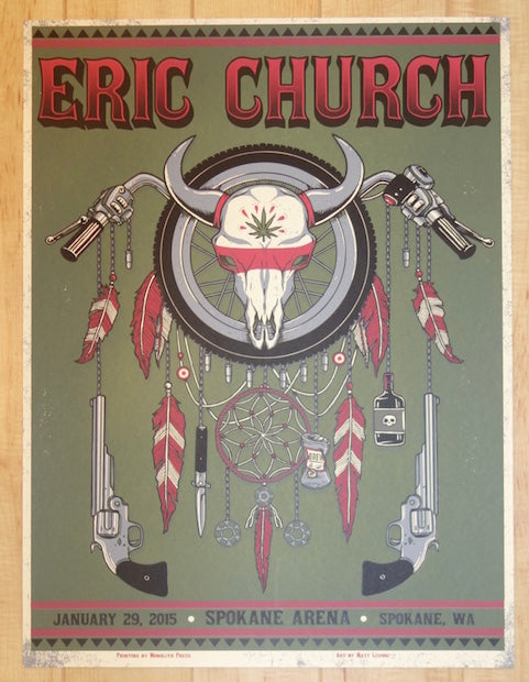 2015 Eric Church - Spokane Silkscreen Concert Poster by Matt Leunig