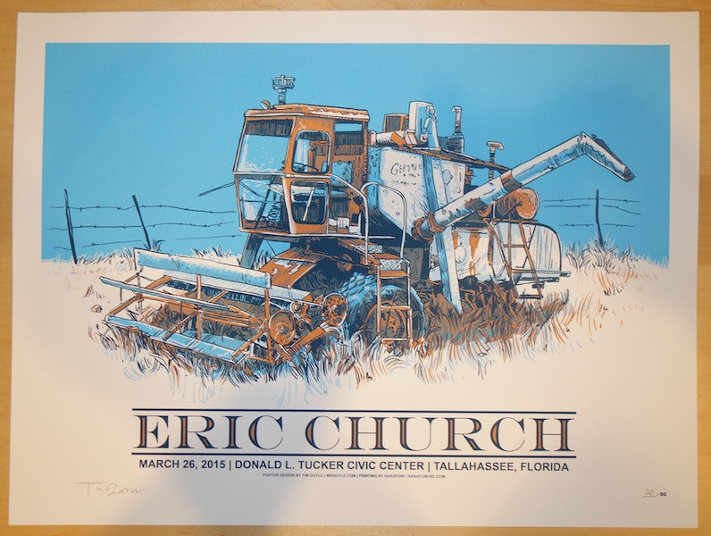 2015 Eric Church - Tallahassee Silkscreen Concert Poster by Tim Doyle