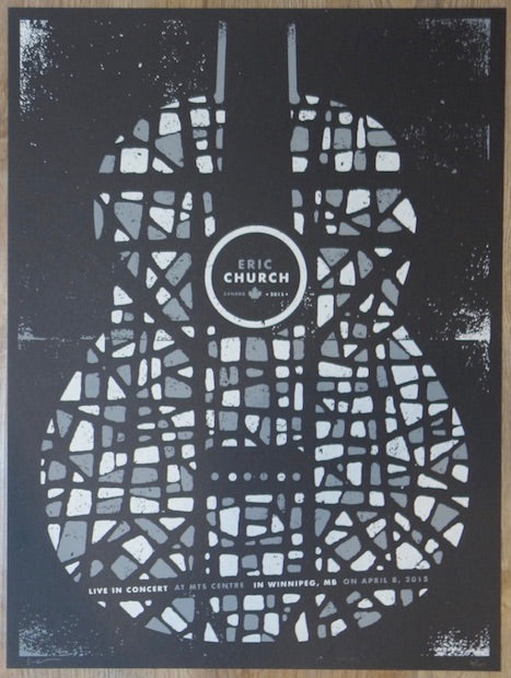2015 Eric Church - Winnipeg Silkscreen Concert Poster by John Knoerl