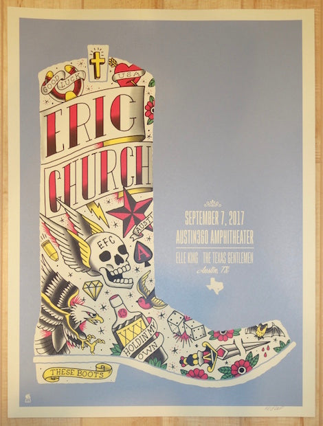 2017 Eric Church - Austin Silkscreen Concert Poster by Methane