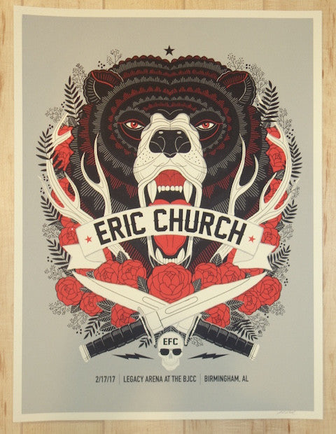 2017 Eric Church - Birmingham Silkscreen Concert Poster by Methane