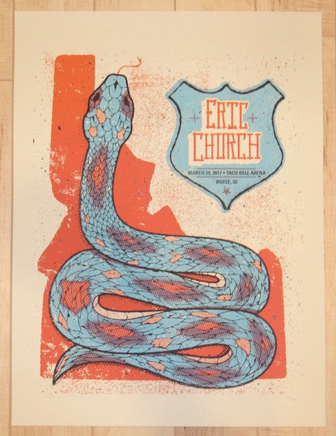 2017 Eric Church - Boise Silkscreen Concert Poster by Andrew Vastagh