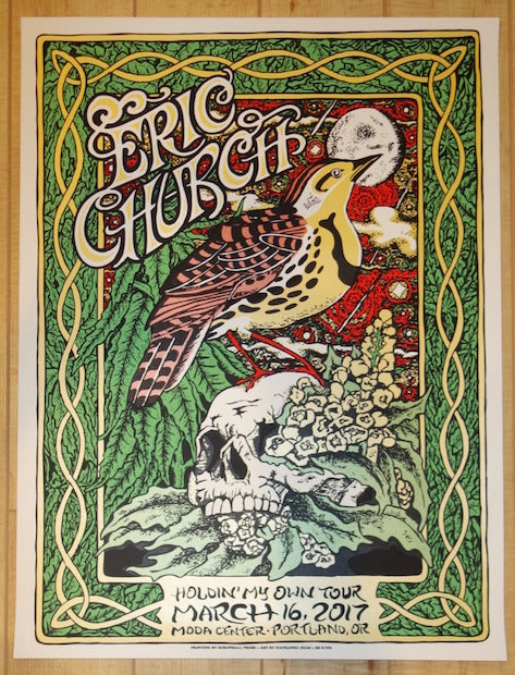 2017 Eric Church - Portland Silkscreen Concert Poster by Nathaniel Deas