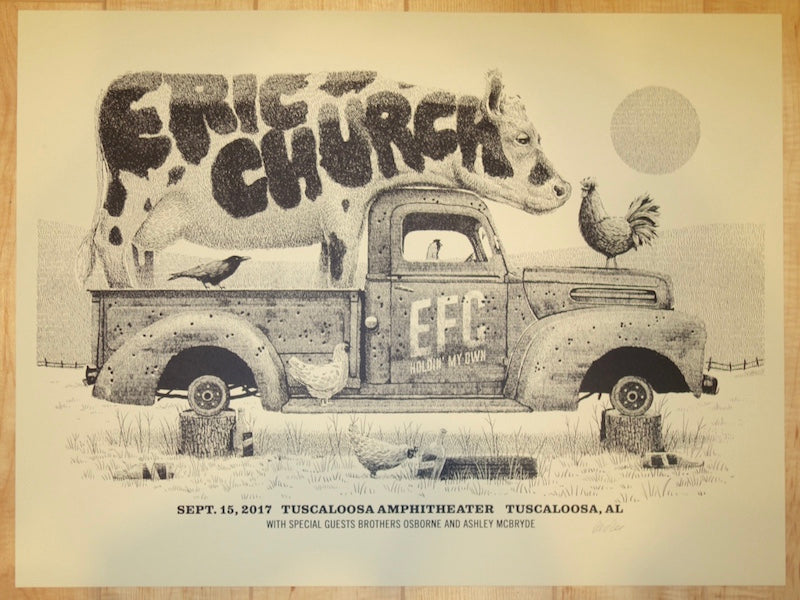 2017 Eric Church - Tuscaloosa Silkscreen Concert Poster by Methane