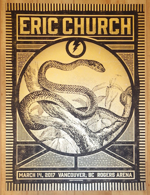 2017 Eric Church - Vancouver Silkscreen Concert Poster by Subject Matter Studio