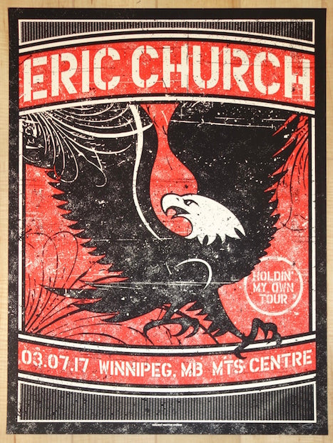 2017 Eric Church - Winnipeg Silkscreen Concert Poster by Subject Matter Studio
