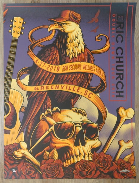 2019 Eric Church - Greenville III Silkscreen Concert Poster by Brandon Heart
