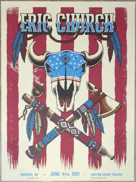 2021 Eric Church - Durant Silkscreen Concert Poster by Matt Leunig