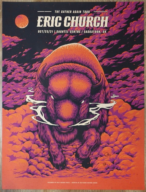 2021 Eric Church - Saskatoon Silkscreen Concert Poster by Half Hazard Press