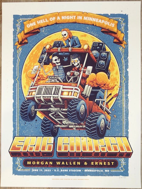 2022 Eric Church - Minneapolis Silkscreen Concert Poster by Half Hazard Press