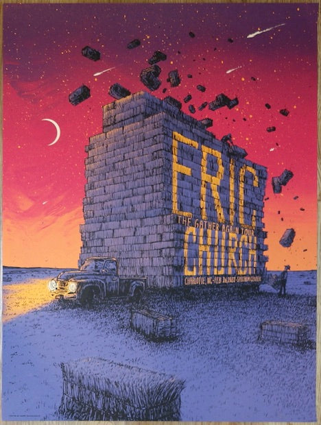 2022 Eric Church - Charlotte Silkscreen Concert Poster by Barry Blankenship