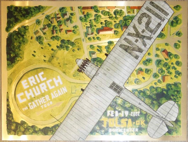2021 Eric Church - Tulsa Silkscreen Concert Poster by Landland