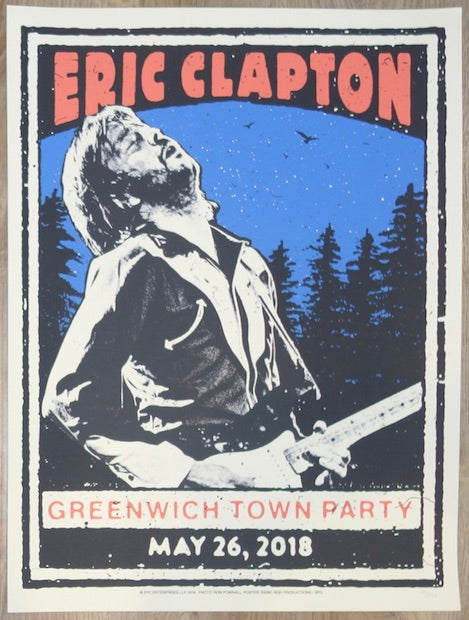 2018 Eric Clapton - Greenwich Silkscreen Concert Poster by Ridin' High