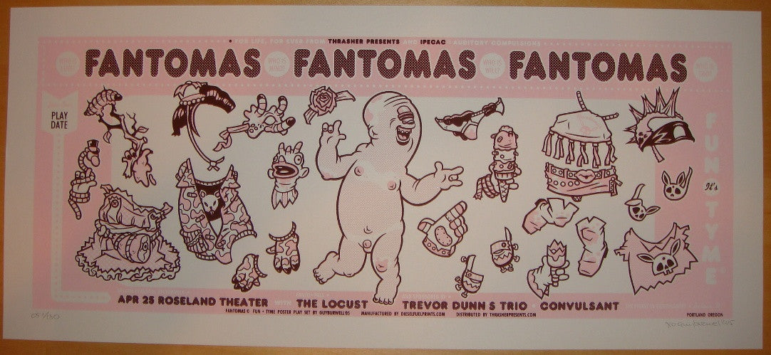 2005 Fantomas - Silkscreen Concert Poster by Guy Burwell