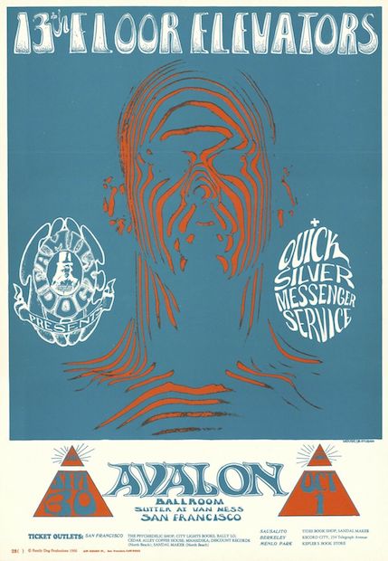 1966 13th Floor Elevators / Quicksilver Messenger Service - Avalon Poster by Mouse & Kelley RP-3
